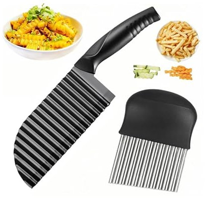 Riybyds 2 Pezzi Taglia Verdure Ondulato in Acciaio Inox, Tagliaonde, Coltello a onde vegetali, Coltello Wave, Coltellos ondulato per verdure, Potato wave cutter