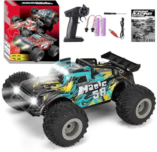 Voiture Télécommandée Tout Terrain, Monster Truck RC Offroad Car Radiocommandée Rapide 22 km/h 2.4GHz, Jouet Enfant Garçons 6 7 8 9 10 11 12 Ans Cadeau Noel Anniversaire Véhicules Téléguidée Jeux