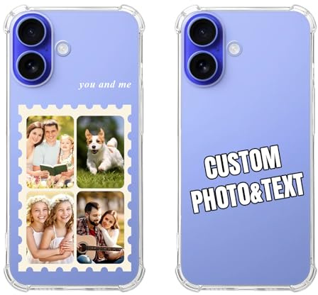 KakaTify - Coque personnalisée pour iPhone 17 2025 - Nouvelle coque personnalisée avec image, photo, texte, 4 coins antichocs en TPU, protection anti-rayures - Conception transparente et souple