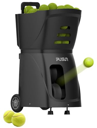 AETEREOS Lanceur de Balles de Tennis, Double Contrôle Via Application et Télécommande, Capacité de Plus de 100 Balles, Batterie de 4 à 6 Heures, Alimentation Automatique des Balles