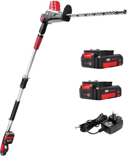 MZK 20V MAX Akku Teleskop-Heckenschere mit 57 cm Schnittlänge, 2.4 m Reichweite, elektrischer Heckenschneider mit Teleskopstiel und Multi-Winkel-Funktion (inkl. 2 Akkus und Ladegerät)