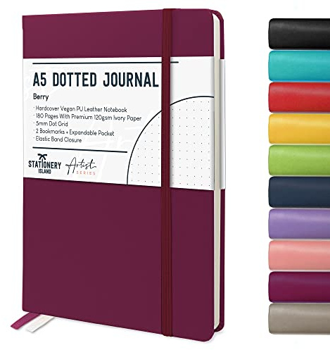 STATIONERY ISLAND Bullet Dotted Journal A5, Hardcover Dotted Notebook, Thick 120gsm Paper 180 Pages Journal Notebook