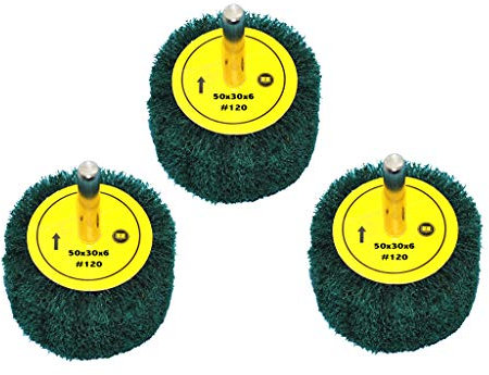 3 Stück Schleifvlies Körnung: 120, 50mmx30mm, 6mm Einspannschaft- Schleifmopstift, Vliesschleifer, Schleifmop, Schleifvlies mit Schaft.