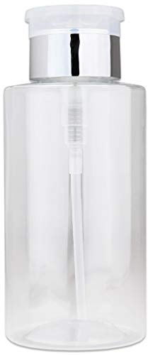 PANA 10oz Push Down Pump Dispenser Flip Top Cap Refillable Empty Bottle - Color: Silver - Lockable Travel Cosmetic Packaging Empty Bottle for Nail Polish Manicure