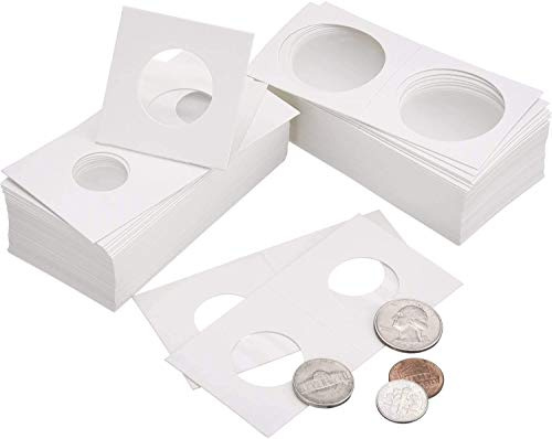 DILISEN 300 st kartongmynthållare, 6 storlekar för 50 Penny/Dime, 50 Nickel, 50 kvartal, 50 halv dollar, 50 liten dollar, 50 Grand Dollar, 2 x 2 tum kartongplånbok (