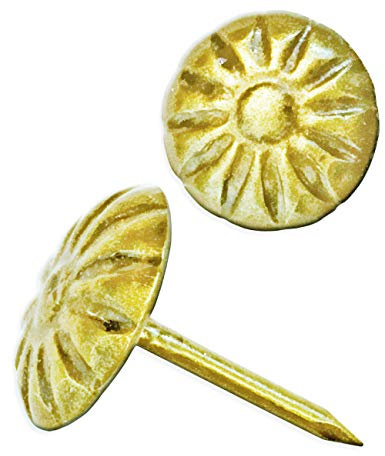 FUXXER 100 Antik-Dekor Nägel, Zier-Kopf-Nägel, Polster-Nägel, Vintage, 11mm, gold