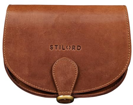 STILORD 'Helena' Kleine Handtasche Leder Damen Umhängetasche Frauen Umhängetasche Schultertasche Ausgehtasche Crossbody Bag Vintage Echtleder, Farbe:andorra - braun