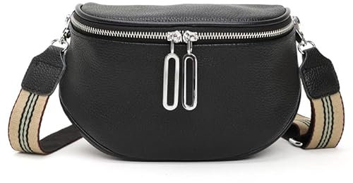 Atgbiem schwarz crossbody bag damen breiter gurt leder brusttasche damen umhängetasche damen bauchtasche damen stylisch elegant handtasche