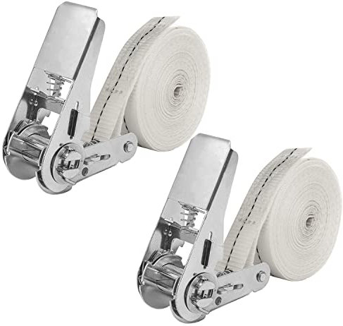 NIUXX Sangles d'Arrimage avec Cliquet: 2 Pièces 6m 25mm Sangles à Cliquet, Charge 800 kg, Sangles d'Arrimage Extrêmement Robustes pour Sécuriser la Charge, Blanc