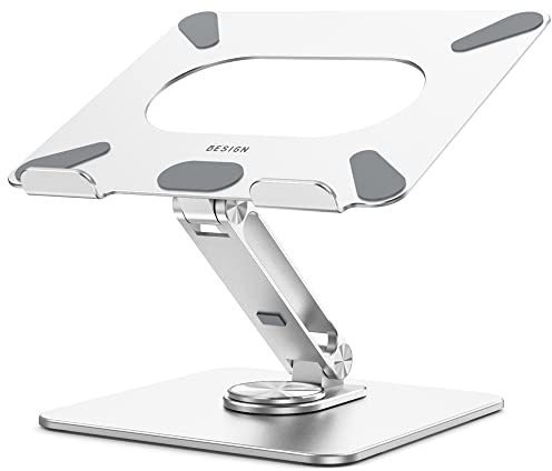 BESIGN LSX7 Support Ordinateur Portable avec Base Rotative à 360°, Support Ergonomique pour Laptop, Support pour Ordinateur Portable Compatible avec 10 à 15.6 Pouces (Argent)