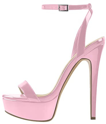 Only maker Sandalias de tacón alto con plataforma para mujer Tacón Stiletto, rosa, 36 EU
