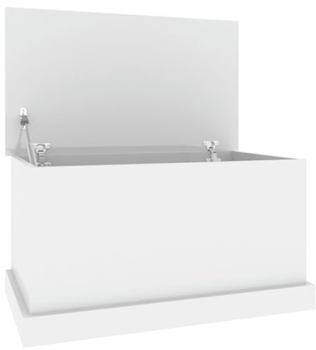 vidaXL Baúl almacenaje Madera contrachapada Blanco Brillo 70x40x38 cm