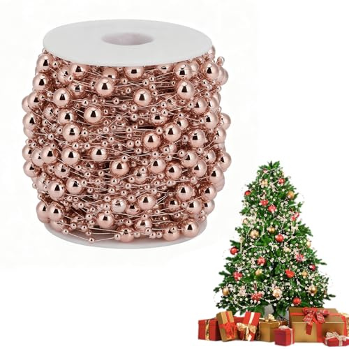 Tissting 30m Ghirlanda di Perle, Oro Rosa Catena di Perle Artificiale Fili Perline Ghirlanda di Perle Fatta a Mano DIY per Centrotavola Matrimonio Ghirlanda Artigianale Fai da Te