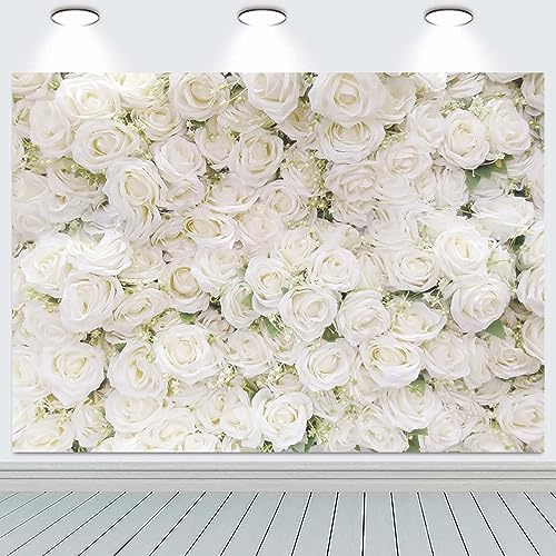 3x2m Telón de Fondo de Pared de Flores Blanco Rosa Floral Fotografía de Fondo Niñas Cumpleaños Fiesta de Bodas Ducha de Novia Decoraciones Retrato Photoshoot Banner Photo Booth Props