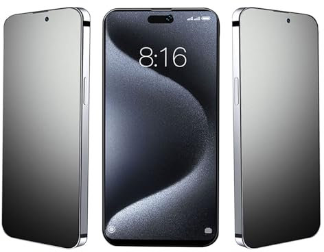 JELLYEA 3 Pezzi Pellicola Opaca per iPhone 16 / iPhone 15 Privacy Vetro Temperato Anti-spia Copertura Completa Pellicola Protettiva Opaco Protezione Schermo Anti-spy Anti-Impronte per Apple 15/16,6.1”