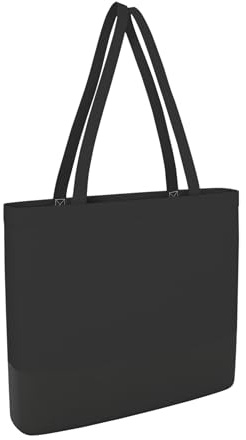 IMFAA ZIPPED Plain 10oz Strong Large(50X40X12) Cm Reusable Grocery Shopping, Fashionable Two-Tone Bags for Crafts, DIY and Creative Designs Cotton Canvas Tote Bag Pack-1 (Black 50x40x12)
