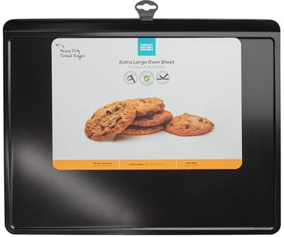 Premium Non-Stick Medium Oven Tray - Medium Heavy Gauge Steel, 20-Year Guarantee, Ideal for Everyday Cooking & Baking, Black 35cm x 46cm