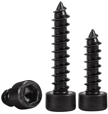 Metric Hex Socket Self-Tapping Screws, SS304 Whitewashed, Grade 8.8 Carbon Steel Cheese Head Hexagonal Screws for Metal & Wood, Grade 8.8 Black Zinc, M5 x 50mm (10Pcs)