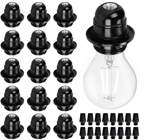 WIYETY 16 attacco E27, portalampada, 250 V, 4 A, in plastica, nero, vintage, universale, base per lampada standard E27