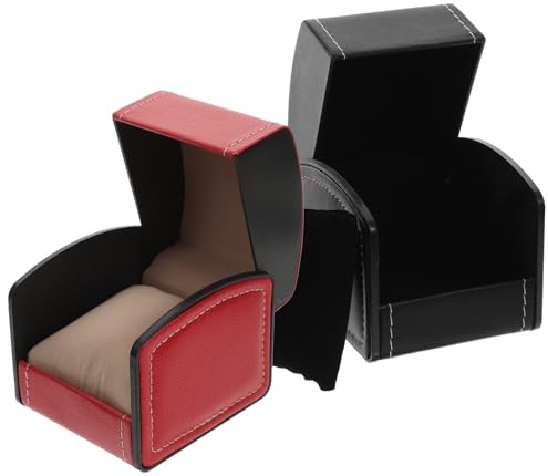 Toyvian Scatola Porta Orologi Singola in Pu Antigraffio, Custodia Elegante per Orologi da Uomo, Set 2 Pezzi Design Curvo, per Conservazione e Viaggio