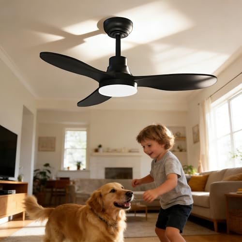 Maxled, Light is Led! 36'' Takfläkt Med LED Belysning Fjärrkontroll Tyst DC Motor 3CCT 6500K/4500K/3500K 3 Blad 6 Hastigheter Vändbar 18W 1612LM Ej Dimbarr Timer Svart