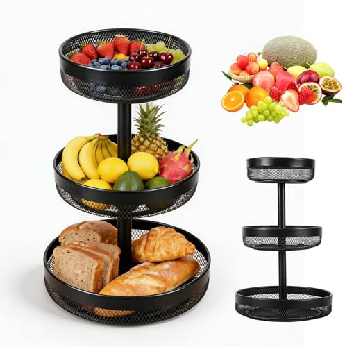 Présentoir à fruits métallique 3 étages,30cm,Corbeille Et Panier à Fruits | conservation fraîcheur, rangement légumes et collations cuisine