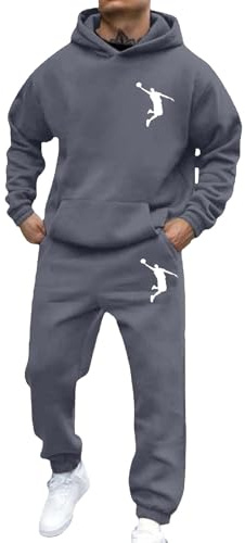 Herren JoggingAnzug Casual 2-Teiliger Winter Sport KapuzenSweatshirt & Joggers Freizeit Hausanzug - Kleidung Herren-Sweatshirt--Set lässigem Basketball-als bequemes Jogger-Out(Dark Gray, XXL)
