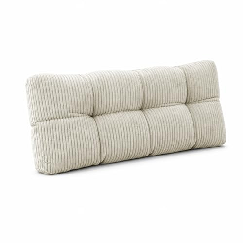 POKAR Cuscino Schienale per Pallet 120x40x12 cm in Velluto a Coste (Corduroy) | Cuscino Trapuntato per Bancali da Esterno e Divano da Giardino | Certificato Oeko-Tex | Prodotto nell'UE | Avorio