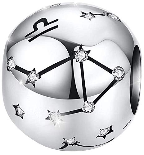 Maria Fonte bead charm segno zodiacale bilancia in argento sterling 925, compatibile con le più diffuse marche di braccialetti e collane.