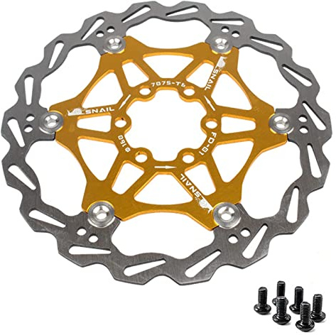 Newgoal Vélo Disque De Frein Disque De Frein,160mm Vélo Disque De Frein Vélo De Montagne Flottant Disque De Frein Center Lock Vélo Accessoires (D'or 160mm)