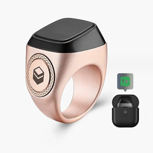 Smart Tasbih Ring, Muslim Digital Ring Med OLED-skärm Och Laddningsbox, Den Kommer Att Vibrera När Räkningen Når 33/66/99/100, En Fantastisk Present Till Dina Muslimska Vänner