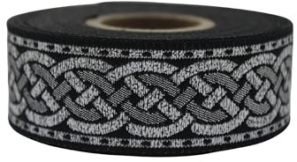 10,9 meter 2,2 cm spetsprydnad metalliskt silver jacquardband trim broderat sömnadsband vävd kant