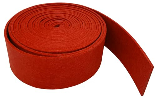 aufodara Rotolo di feltro, 5 cm x 500 cm, in feltro, spessore 3 mm, per borsa fai da te, in feltro, patchwork, cucito, artigianato, decorazione (rosso)