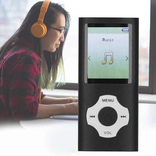 Reproductor MP3 MP4 con Bluetooth 5, Reproductor de Música con Pantalla LCD de 1,8 Pulgadas, con Lector de Libros Electrónicos de Grabación de Voz, Visor de Fotos, Admite (Black)