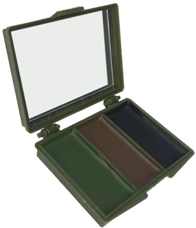 Maquillaje facial con aceite de camuflaje, maquillaje de camuflaje facial | Ocultación de camuflaje compacta, pintura facial de caza multicolor duradera con espejo, pintura corporal de cara de