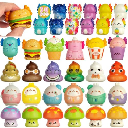 yuechen 30 Jouets Squishy Anti Stress Enfant - Animaux Squishy Kawaii - Cadeau Invite Anniversaire Enfant - Pinata Anniversaire Fille Et Garçon - Idéal pour Soulager Le Stress et Se Détendre