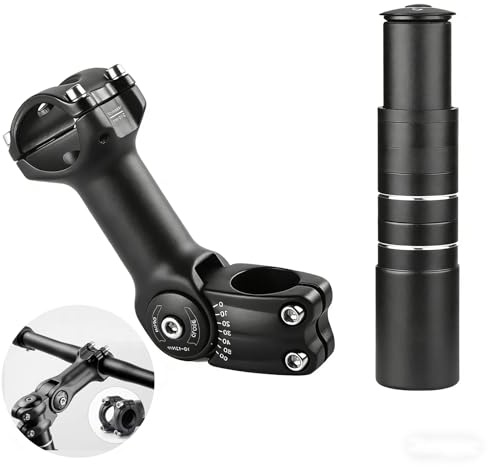 Bike Stem Riser,3D Forging,Oxidation Process,Anti-Rust and Wear-Resistant,28.6mm Bike Fork Aluminum Adjustable 150mm,Bike Stem 31.8mm,Adjustable 120 Degree 110mm,Suitable for Mountain Bike, Road Bike