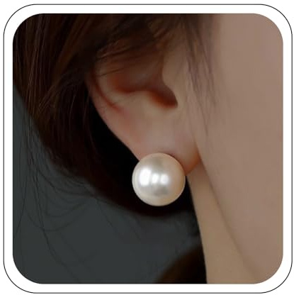 Yienate Boucles D'Oreilles Boules Imitation Perles Argent Vintage Minimaliste Mariage Bijoux Pour Femmes 10mm