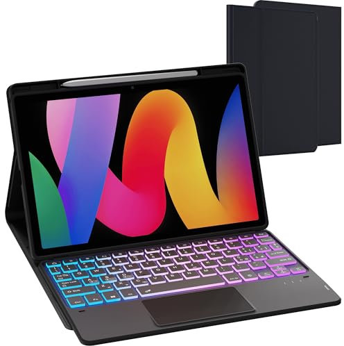 Custodia con Tastiera per Xiaomi Redmi Pad SE 11'' 2023 : DIY a 3 zone e 7 colori retroilluminati Custodia per tastiera, Italiano ‎QWERTY Staccabile Tastiera con Touchpad per Xiaomi Redmi Pad SE