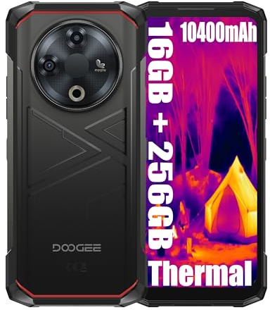 DOOGEE Fire 6 Thermique Téléphones Portables Débloqués 4G Robustes, 16 Go + 256 Go, 10400 mAh/18W Smartphone, 50 MP + 8 MP, 6,56 Pouces, NFC/Face ID, Téléphone Indestructible Noir