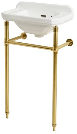 Milano Richmond 2 Tap Hole Bathroom Basin Sink Brass Washstand - 515mm x 300mm