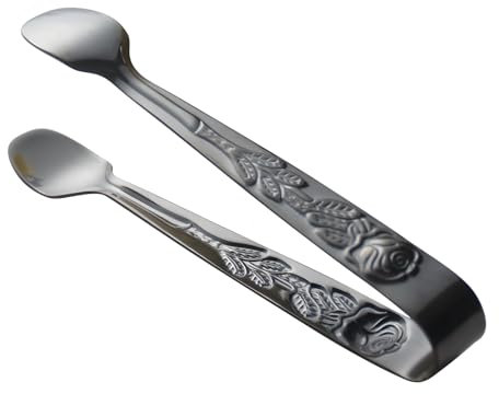 Pinza per zucchero a forma di U, in acciaio inox, mini pinza da portata, 10 cm, per feste di tè, caffè, antipasti, dessert, utensili da cucina (argento)
