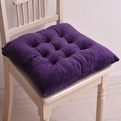 Set di 4 cuscini per sedia da pranzo in memory foam, con clip per un comfort antiscivolo, colore: Viola scuro