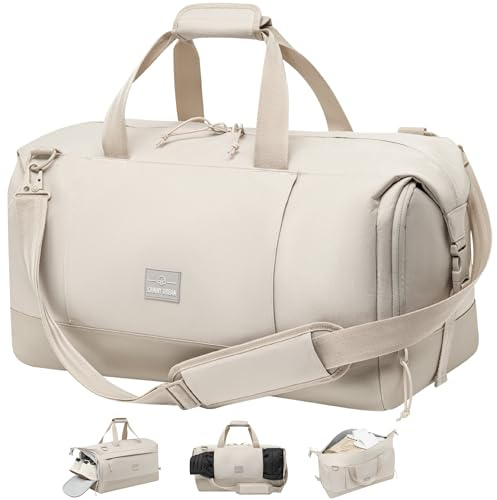 Johnny Urban Weekender Damen & Herren Beige - Milan - Reisetasche für Urlaub, Fitness, Sauna - Reise Tasche mit Schuhfach - 35L - Verstellbarer Gurt - Wasserabweisend