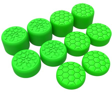 PlayVital Thumb Grips para Steam Deck LCD y OLED, Protector Joystick para PS Portal, Funda Joystick para Steam Deck, 3 Alturas Cóncavas y Convexas, Diseño Diamante y Crack Bomb, 10pcs (Verde)