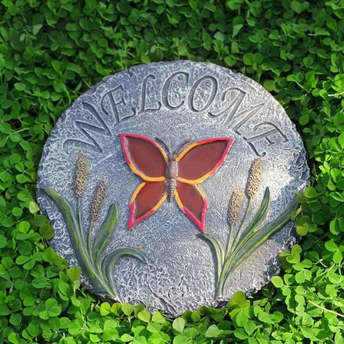 SBJKLYRN Pietra calpestabile da Giardino， Pietre Decorative for vialetti e sentieri in Resina dimensionale for Prati, Pietre Decorative Multicolori for Giardini(Red)