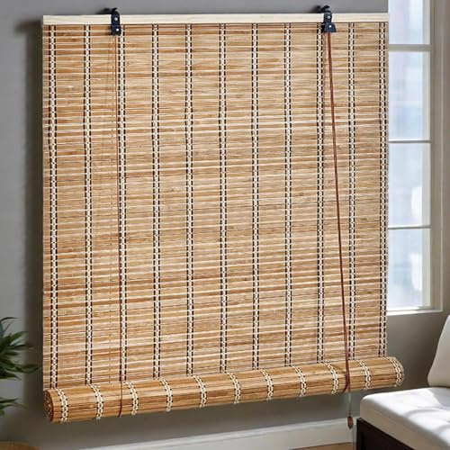 Natürlich Bambusrollo Mit Lifter Bambus jalousien sichtschutz Rollo Fenster Sonnenschutz für Terrasse Natur Holzrollos Seitenzugrollo Für Balkon,Anpassbar