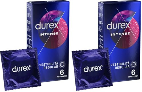 Durex Intense Preservativi Stimolanti con Nervature e Gel Stimolante, 6 Profilattici (Confezione da 2)