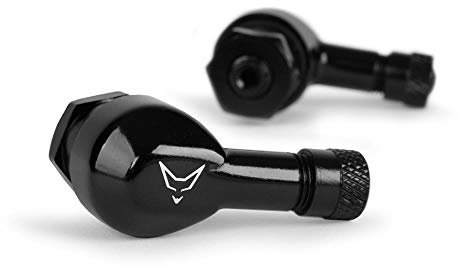 RACEFOXX Ventile, Winkelventile, Eckventile Motorradventile, Radventil Reifenventile, Motorradreifen, Reifenventil, Aluminium gefräst, 8,3 mm, 1 Paar, schwarz