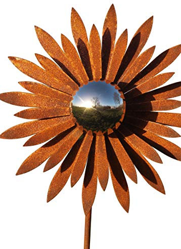 Bornhöft Décoration de jardin en métal rouillé avec boule en acier inoxydable pointue